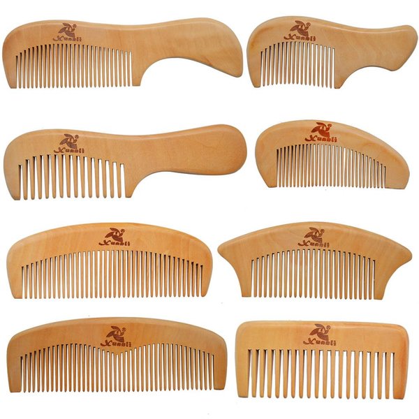 Xuanli® 8 Pcs The Family Of Hair Comb set - Wood with Anti-Static & No Snag Handmade Brush for Beard, Head Hair, Mustache With Gift Box (S021)