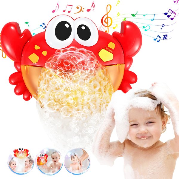 ROHSCE Crab Bath Bubble Machine, Bath Bubble Maker for Baby, Automatic Bubble Maker with 12 Songs, Bubble Maker Bathtime Shower Bath Toys for Toddlers 1-3 | Fun Bathtub Toy Gifts