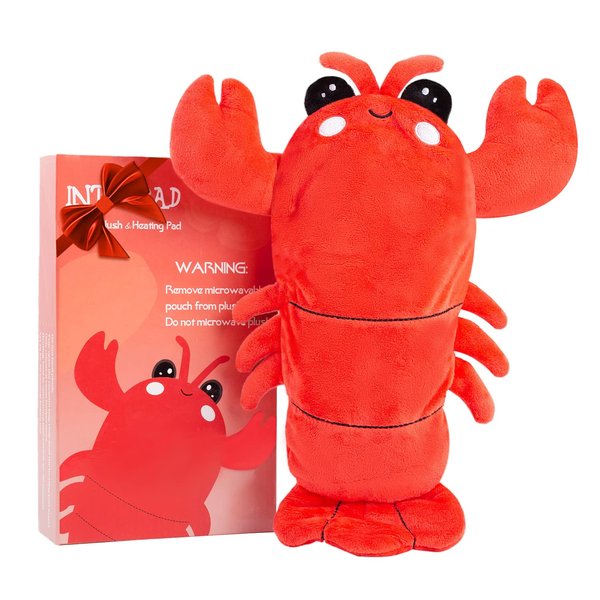 Intoypad Microwavable Heating Pad for Cramps, Cuddly Warming Pillow, Cute Lobster Plush with Heating Pad