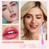 Color Changing Lip Oil,Clear to Pink Magic Big Brush Color Changing Hydrating Lip Glow Oil,Long Lasting Nourishing Non-sticky Lip Oil Tinted for Lip Care and Dry Lips (Transparent)
