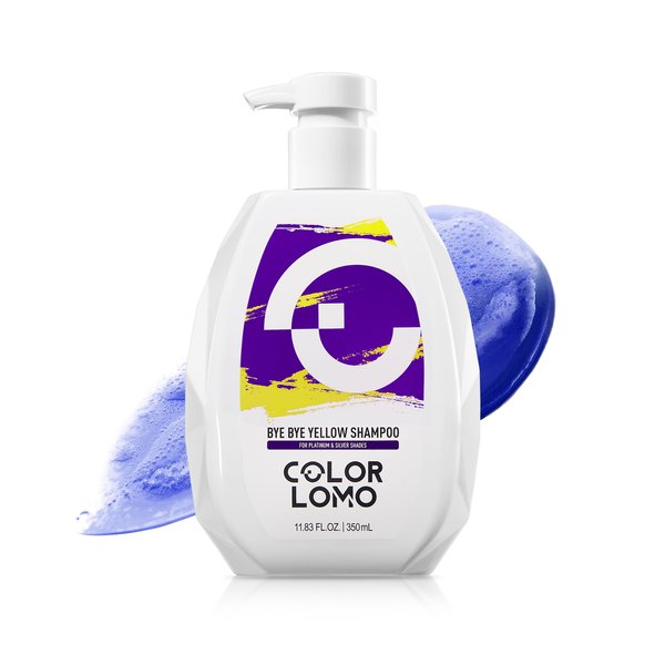 COLORLOMO Bye Bye Yellow Shampoo With Purple Violet Pigment, Sulfate Free, Neutralizes Brass & Yellow Tones, For Colored, Blonde, Bleached, Highlighted Brown or Silver Hair, 11. 83 Fl Oz