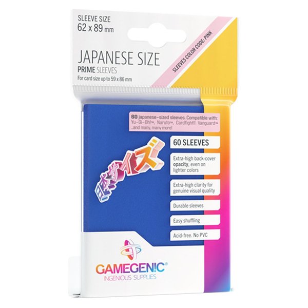 Asmodee Prime Japanese Size Card Sleeves | 60 Pack of 62 mm by 89 mm Card Sleeves | Premium Quality Card Game Holder | Use with TCG and LCG Games | Blue Color | Made by Gamegenic