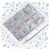 AD Beads 4300 Pieces Flat Back Nail Art Rhinestones Round Beads 6 Sizes (2-6.5mm) with Storage Organizer Box,Rhinestones Picking Pen for Nail Art Phone Decorations Crafts DIY (Opal White)