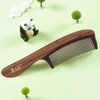 TAN MUJIANG Wood Hair Comb Natural Wood Panda Eats Bamboo 1pc