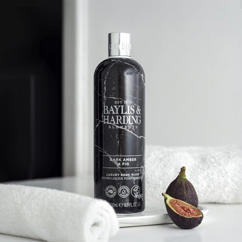 Baylis & Harding Liquid Body Wash Soap, Elements, Dark Amber & Fig, 16.9oz/500ml
