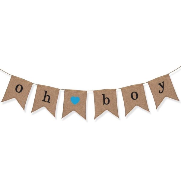Oh Boy Burlap Banner - Baby Shower Decorations For Boy - Gender Reveal Party