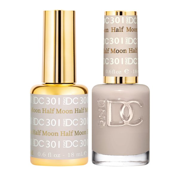 DND Gel Polish Set - 1 each of Grey Gel Polish and Grey Nail Polish, 301 Half Moon, 0.5 Fl Oz