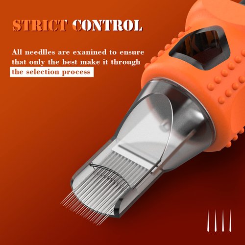 INKin 16Pcs Finger Ledge Tattoo Cartridge Needles 13RM Curved Magnum 0.30mm Bugpin Long Taper for Rotary Tattoo Pen Machine Supply(1013M1C)