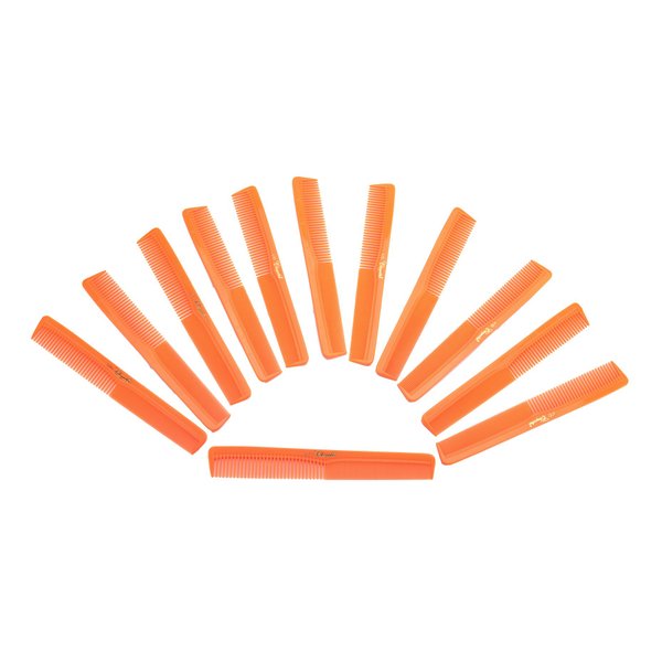 Krest Cleopatra 7 inchAll Purpose Barber Comb. Flat Back Styler Comb. Numbered ruler Comb. Neon Orange. 12-Pack