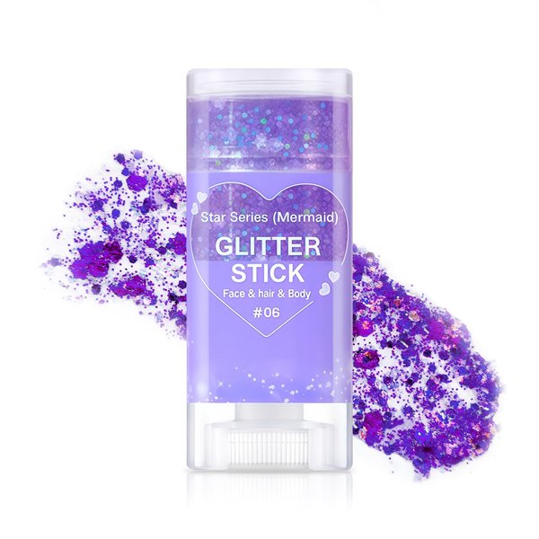 DAGEDA Body Glitter Stick, Mermaid Sequins Glitter Stick Face Body Sparkling Glitter, Chunky Holographic Hair Glitter, Durable Glitter Lips Nails Festival Rave Halloween Glitter Makeup, 06 Mermaid