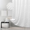 Boho Shower Curtain White Tassel Woven Fabric Shower Curtain Modern Farmhouse Textured Tufted Chevron Striped Minimalist Bathroom Hotel 72 x 72 White