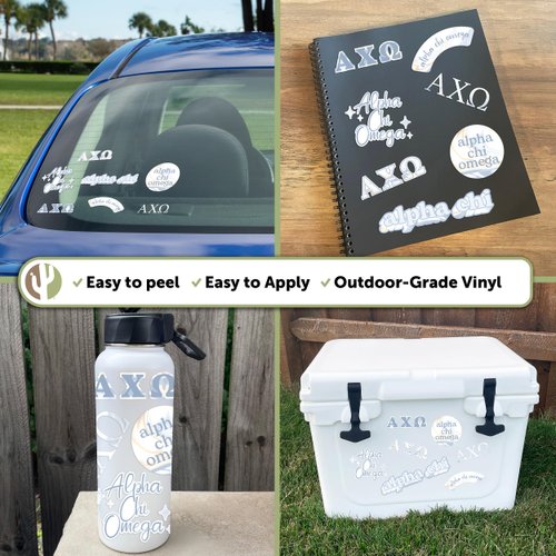 Alpha Chi Omega Sorority Sticker Decal Laptop Water Bottle Car AXO (Marble Sheet)