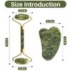 Emerald Facial Roller Massager Anti-Wrinkle and Relieve Edema, Facial ridged Roller Natural Xiuyan Jade rejuvenates The Skin (Green)