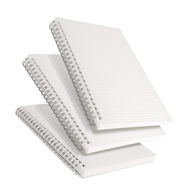 RETTACY Bullet Dotted Journal 3-Pack - A5 Dotted Grid Spiral Notebook with 160 Pages per Pack, 100 GSM Premium Acid-Free Paper, Bullet Journaling, Sketching, Twin-Wire Spiral Binding, 5.7" × 8.22"