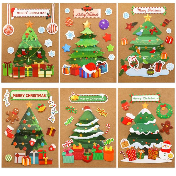 Christmas Cards Christmas Tree Card Making Craft Kits for Kids DIY Holiday Greeting Card Bulk for Classroom Activities Party Favors