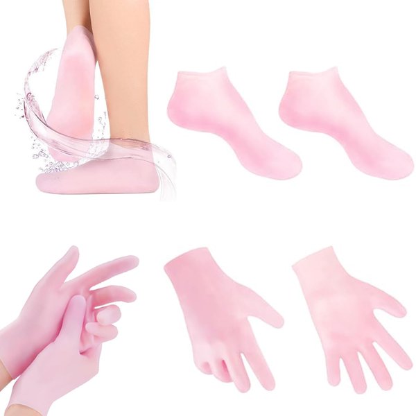 Silicone Socks for Dry Cracked Feet Women，Silicone Moisturizing Glove Socks Set, Hydrotherapy Gel Socks for Dry Cracked Feet Women, Aloe Socks for Post Pedicure Foot Care