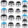18 Pieces Faucet Adapter Kit Brass Male and Female Sink Aerator Adapter Set Kitchen Sink Faucet Adapter to Garden Hose, Water Filter, Standard Hose via Diverter