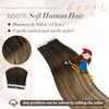 Ugeat 22inch Hair Tape in Extensions for Women Brown to Blonde Tape in Remy Human Hair Extensions Dark Brown Mix Medium Brown with Light Blonde Balayage Invisible Tape in Hair Extensions 20Pcs 50G