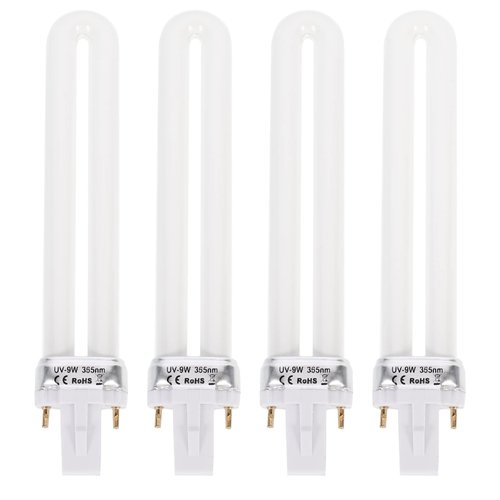 SEWACC 4pcs U- Shaped Lamp Bulb Tube 9W UV 365nm Lamp Tube for Nail Art Dryer UV Lamp Light Replacement
