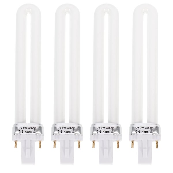 SEWACC 4pcs U- Shaped Lamp Bulb Tube 9W UV 365nm Lamp Tube for Nail Art Dryer UV Lamp Light Replacement