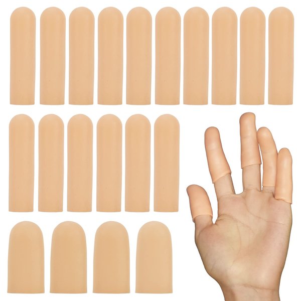 20 PCS Gel Finger Cots, Silicone Finger Protectors, Thumb Protector Covers, Finger Caps for Dry Skin Crack Slips Hand Eczema Finger Arthritis, Fingertip Bandage for Knitting Cuts.