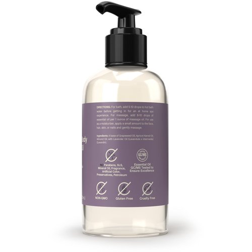 Coera Lavender Massage Oil | 8 fl oz | Moisturizing Body Oil for Skin | Free of Parabens, SLS, & Fragrances