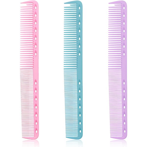 3 Pieces Carbon Fine Cutting Comb Carbon Fiber Salon Hairdressing Comb for Man and Woman Hairdressing Comb Heat Resistant Barber Comb (Pink Bule Purple)