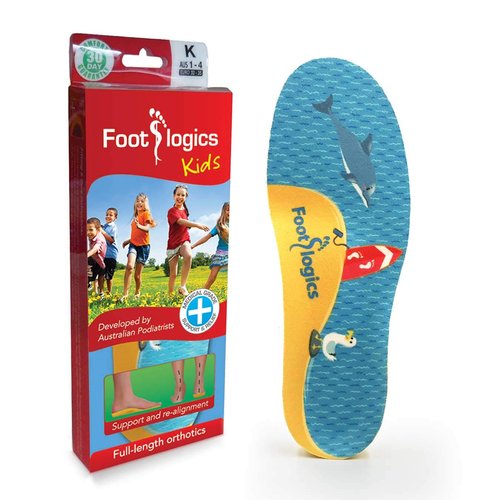Footlogics Fun Kids Orthotic Shoe Insoles with Arch Support for Children’s Heel Pain (Sever’s Disease), Growing Pains, Flat Feet - Children’s, Pair (Small Kids 11-13, Yellow)
