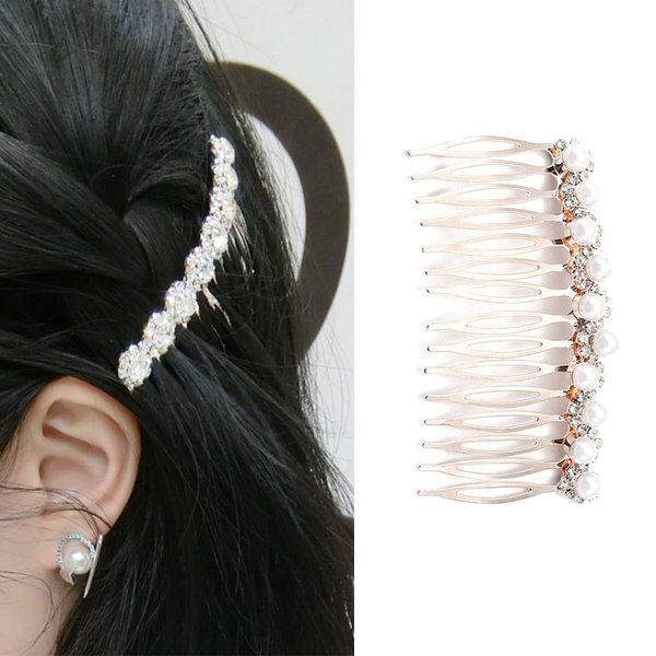 JONKY Bridal Rhinestone Hair Side Comb Rose Gold Decorative Hair Combs Crystal Hair Pieces Bride Prom Hair Accessories for Women Wedding
