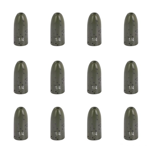 Fishfun Tungsten Bullet Fishing Weights, Insert Free Worm Sinkers, 5 Pack, 1oz, No Chip Black