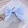 Andelaisi Boho Bow Hair Clips Satin Bow Hair Barrettes Silky Hair Clip Barrette Vintage Bowknot Hair Accessory Satin Ribbon Bowknot Clip Headpiece for Women and Girls Headdress (Blue)