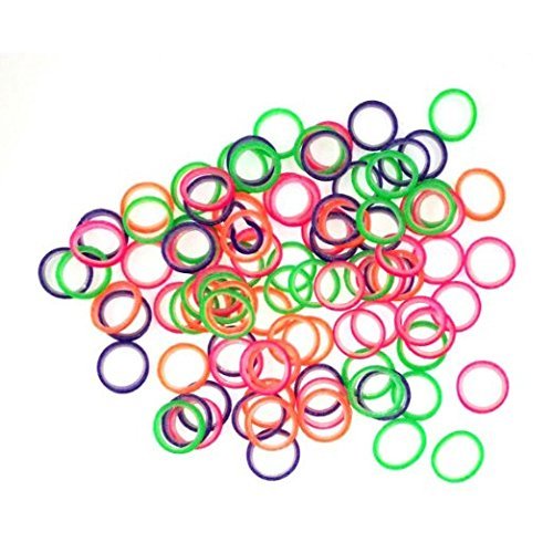 3/16" inch Orthodontic Elastic Rubber Bands 3 x 100 packs Neon medium force 4.5 oz, Rubberbands for making bows, Dreadlocks, Dreads, Doll Hair, Braids, Horse Mane Tail, FREE elastic placer by AdentalZ