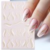 5 Sheets French Nail Art Stickers Decal Stripe Line Wave Nail Decals Gold White Glitter French Line Combination Nail Design Decorations 3D Self-Adhesive Nail Art Supplies for Women DIY Nail Design