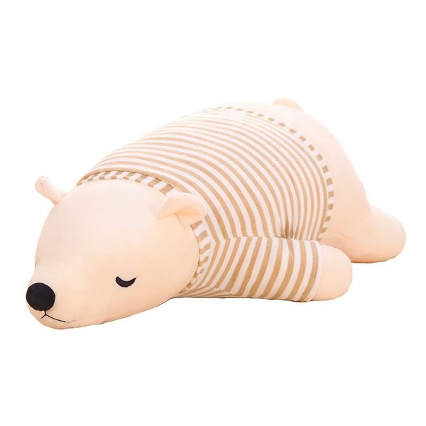 MMTTAO Stuffed Polar Bear Animal Plush Toy 14 Inch Small White Sleeping Bear Animal Stuff Soft Plushies Cute Dolls Collection Huggable Throw Pillow Cushion Gifts for Kids Children Boys Girls, 14Inches
