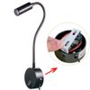 WeFoonLo 3W Wall Mounted Reading Light Flexible Gooseneck LED Sconce Lamp with Plug & Switch for Bedroom, Office, Workbench, Studio (01 Black Cool)