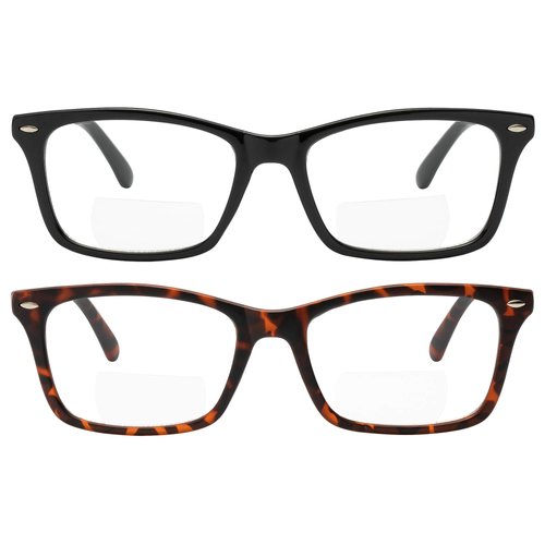 Yogo Vision Bifocal Reading Glasses 2 Pack Fashion Comfort Quality Bifocal Readers for Men and Women +1.5
