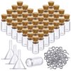 Yungyan 50 Pieces Small Mini Glass Bottles Jars with Cork Stoppers Set, Tiny Cork Glass Bottles with Eye Screws and Small Funnel for Decoration, Art Crafts, DIY Projects, Party Favors (0.5ml)