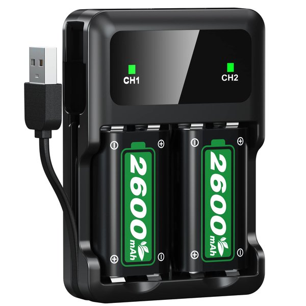 SWANPOW Fast Charging 2x2600mAh(6240mWhx2) Controller Battery Pack with Charger Station for Xbox One/Xbox Series X/Xbox Series S/Xbox One X|S High Capacity Rechargeable Battery Pack