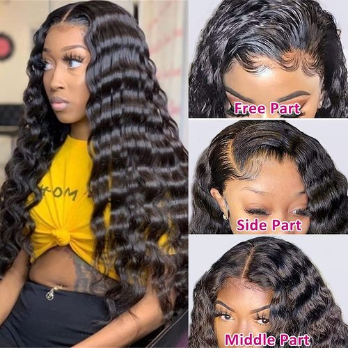 Loose Wave Lace Front Wigs Human Hair 13x4 HD Transparent Loose Deep Wave Human Hair Lace Front Wigs for Women 180% Density Glueless Lace Frontal Wigs Human Hair Pre Plucked with Baby Hair (30 Inch)
