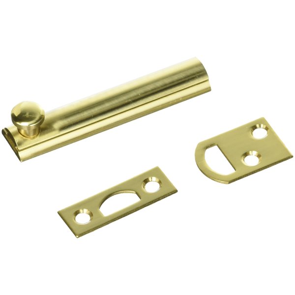 First Watch Security 1849 Surface Bolt, 3 Inch, Polished Brass