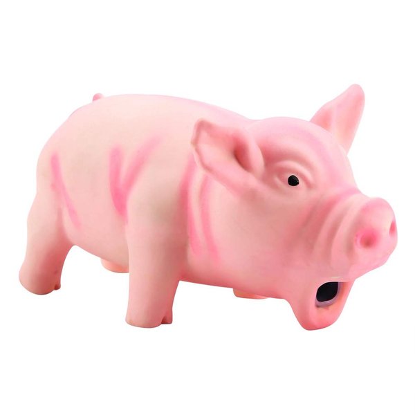 Ichiias Dog Chew Toy, Squeaky Pig Dog Toys Latex Grunting Pig Sound Play Dog Toy Cute Pig Grunting Squeak Latex Interactive Squeak Funny Cute Dog Toy Pet Dog Puppy Toy(Pink)