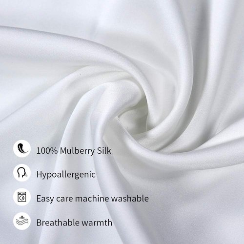Jocoku 100% Mulberry Silk Pillowcases Set of 2 for Hair and Skin and Super Soft and Breathable Standard Size Nature Silk Pillowcases (Standard, White)