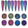 8Pcs Chameleon Chrome Nail Powder,Chrome Powder for Gel Nails Nail Chrome Powder Mirror Effect Holographic Aurora Iridescent Pearlescent Manicure(8 colors)