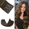 Honsoo Long Hair Extensions Real Human Hair Extensions 22in Chocolate Brown 120g 7pcs Clip in Remy Human Hair Extensions