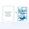 Andaz Press Blue Airplane and Clouds Birthday Party Collection, Framed Party Sign, Double-Sided 4x6-inch, in Flight Snacks, 1-Pack, Includes Reusable Frame