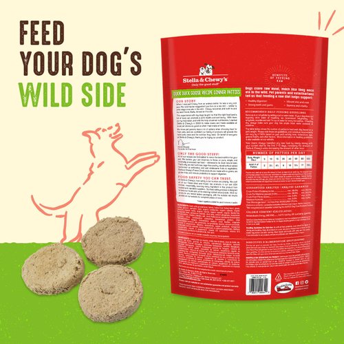 Stella & Chewy's Freeze Dried Raw Dinner Patties – Grain Free Dog Food, Protein Rich Duck Duck Goose Recipe – 5.5 oz Bag