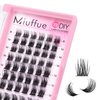 Miuffue Cluster Eyelash Extensions 72 PCs Cluster Lashes DIY Eyelash Extensions Wispy Individual Lashes Eyelash Clusters Super Thin Band Soft Mixed Tray (Volume, D-8-16mix)