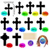 Chivao 200 Pcs Easter Scratch Cross Ornaments Rainbow Color Craft Kit DIY Scratch Paper Christian Gifts for Kids Sunday School Crafts Kids' Paper Craft Kits for Girls Boys with Wood Sticks Ribbons
