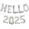 Hello 2025 Balloons, 16 Inch Silver Hello 2025 Balloons,Hello 2025 Silver Balloons for New Year Eve Party Supplies 2025, New Years Decorations 2025, Christmas Decorations