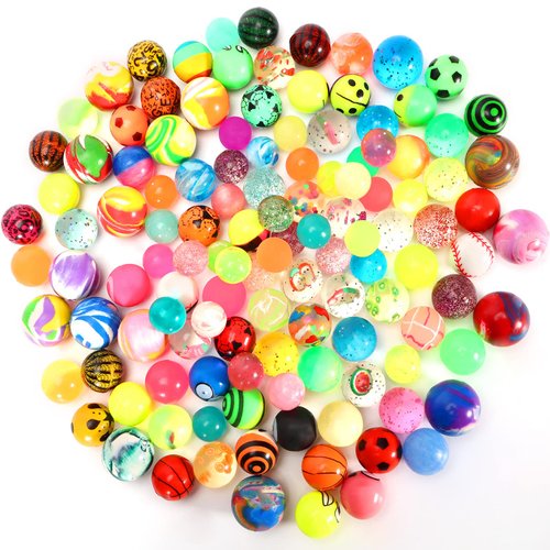 Pllieay 60 Pieces Colourful Bouncy Balls Bulk, Mixed Pattern Rubber High Bounce Balls Bouncing Balls for Kids Party Favors, Prizes, Birthdays Gift(32mm,27mm,20mm)